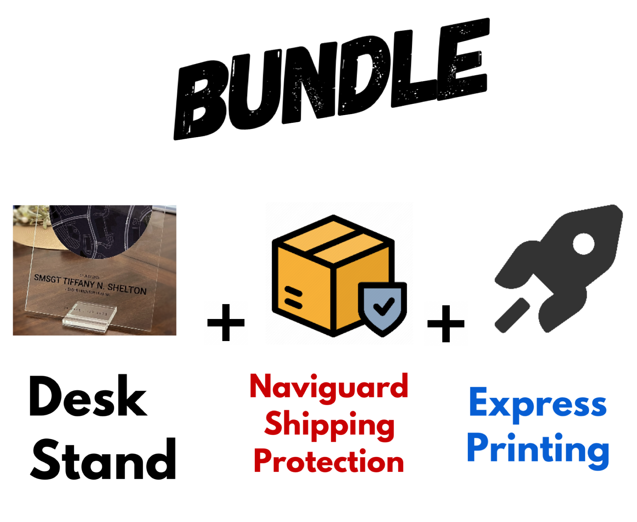 BUNDLE: Desk Stand + Naviguard Shipping Protection + Express Printing